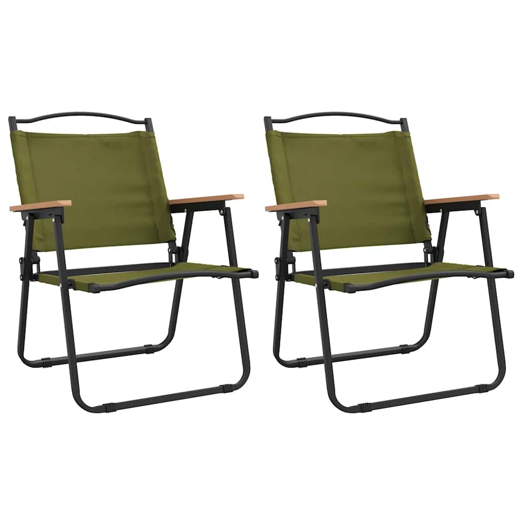 Foldable Camping Chairs 2 Pack Green Oxford Fabric D454
