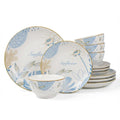 12-Piece Blue Floral Ceramic Dinnerware Set O35539