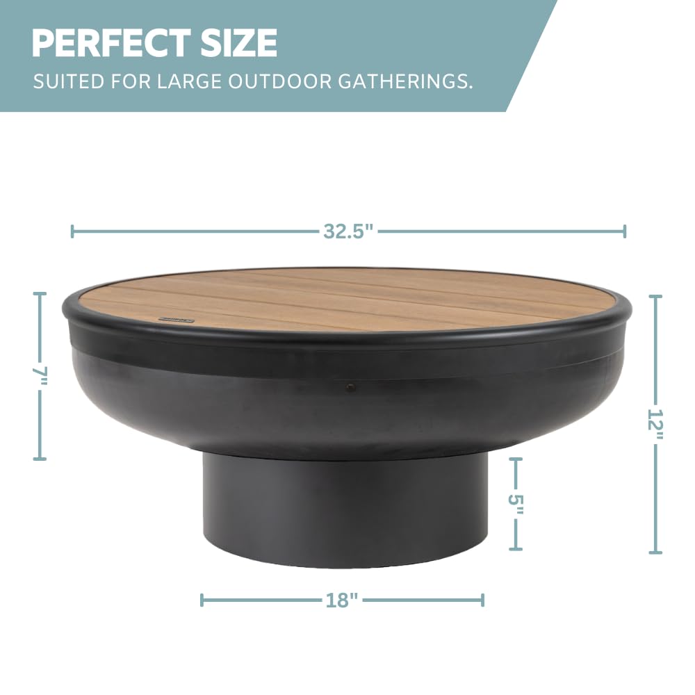 32 Inch Round Wood Burning Fire Pit Table with Grill P294525
