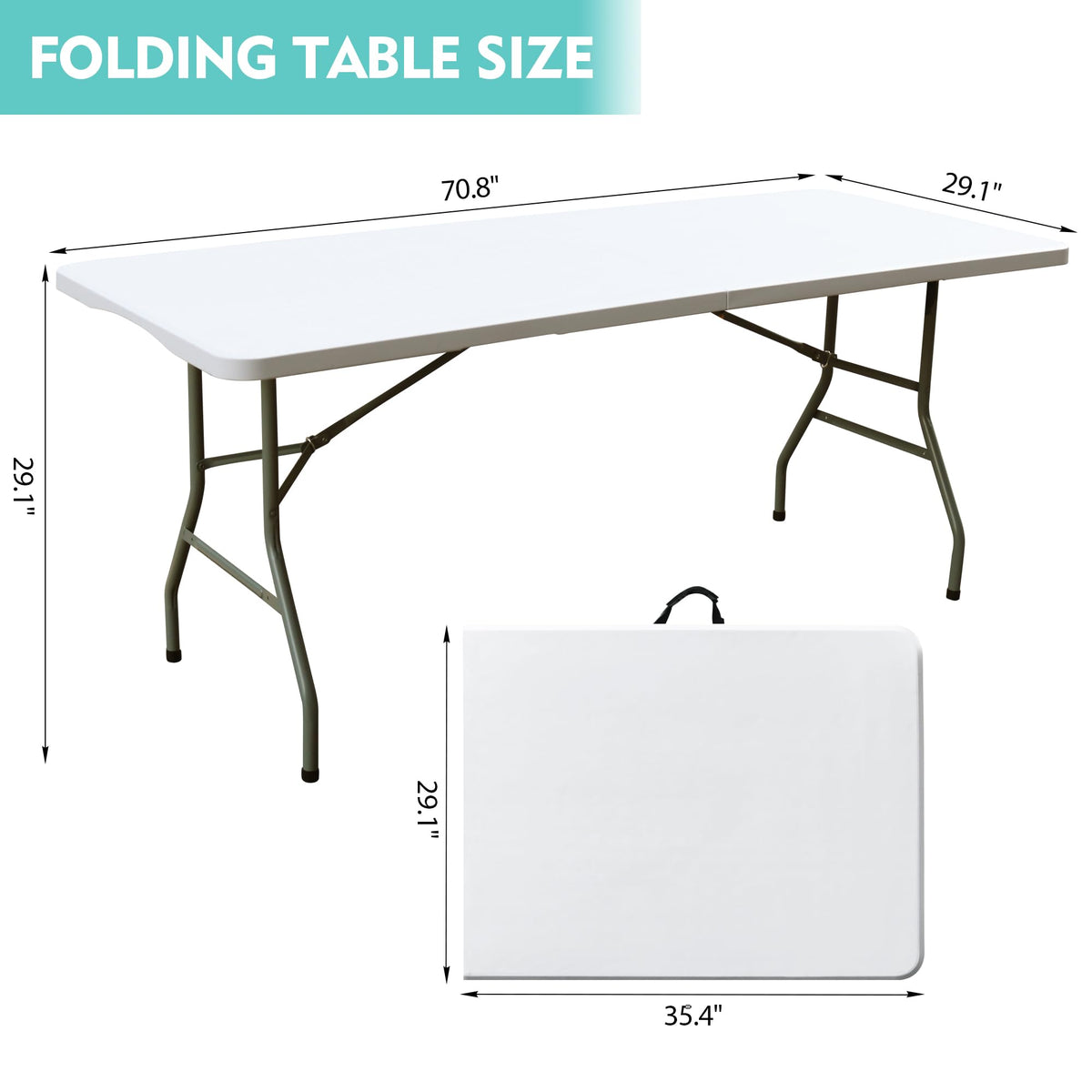White 6FT Foldable Plastic Table H2162