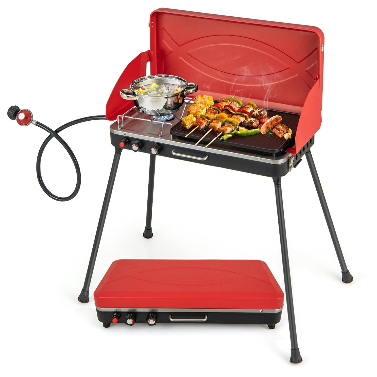 2-Burner Propane Camping Stove with Detachable Legs F6452