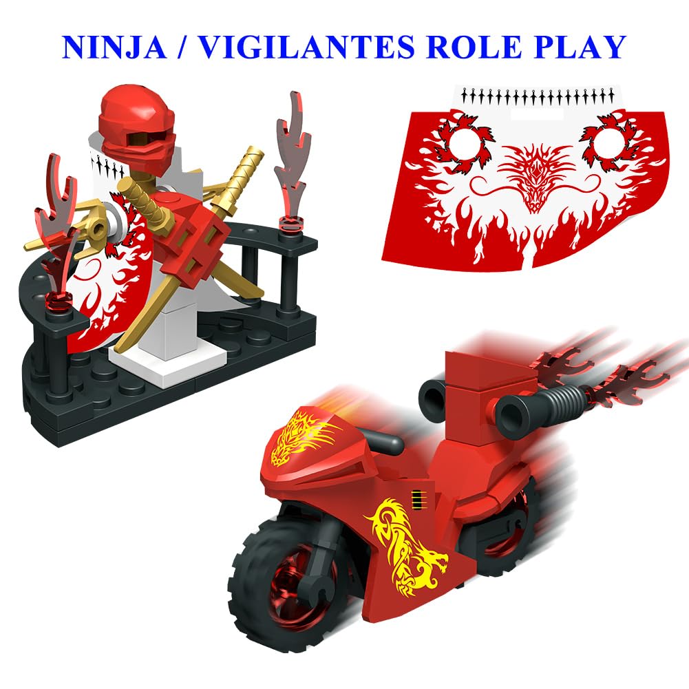 Military Weapon Set with Helmet Body Armor Cloak and Motorcycles A4050