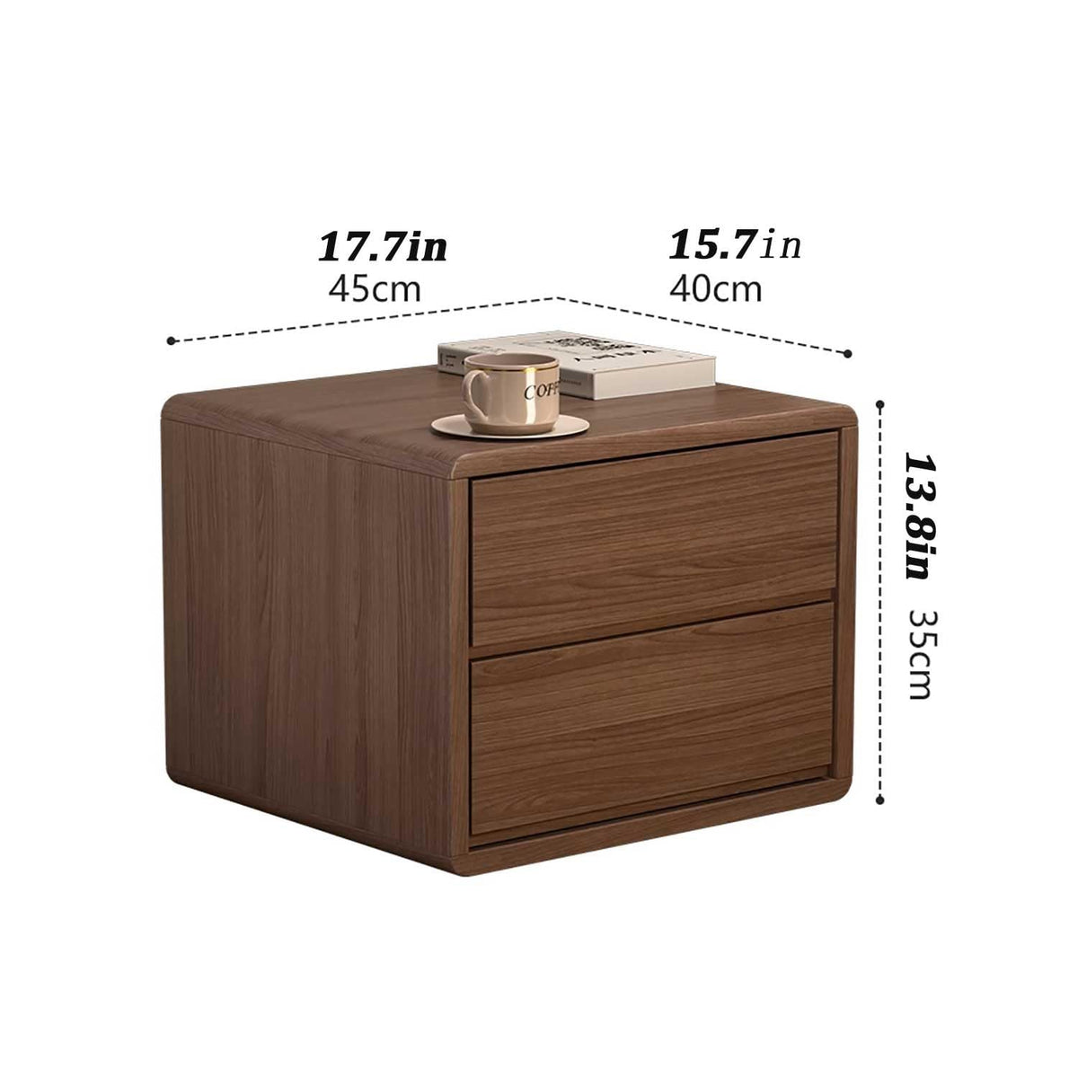 Brown 2 Drawer Nightstand A3654