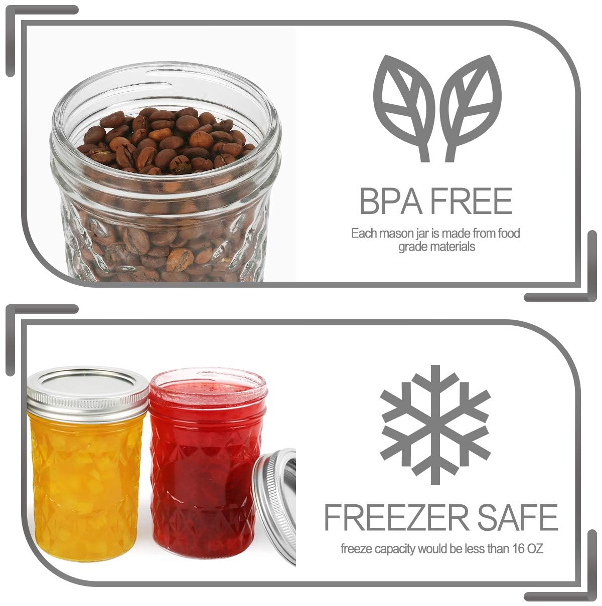12 Packs 16oz Wide Mouth Mason Jars with Lids and Bands R13941