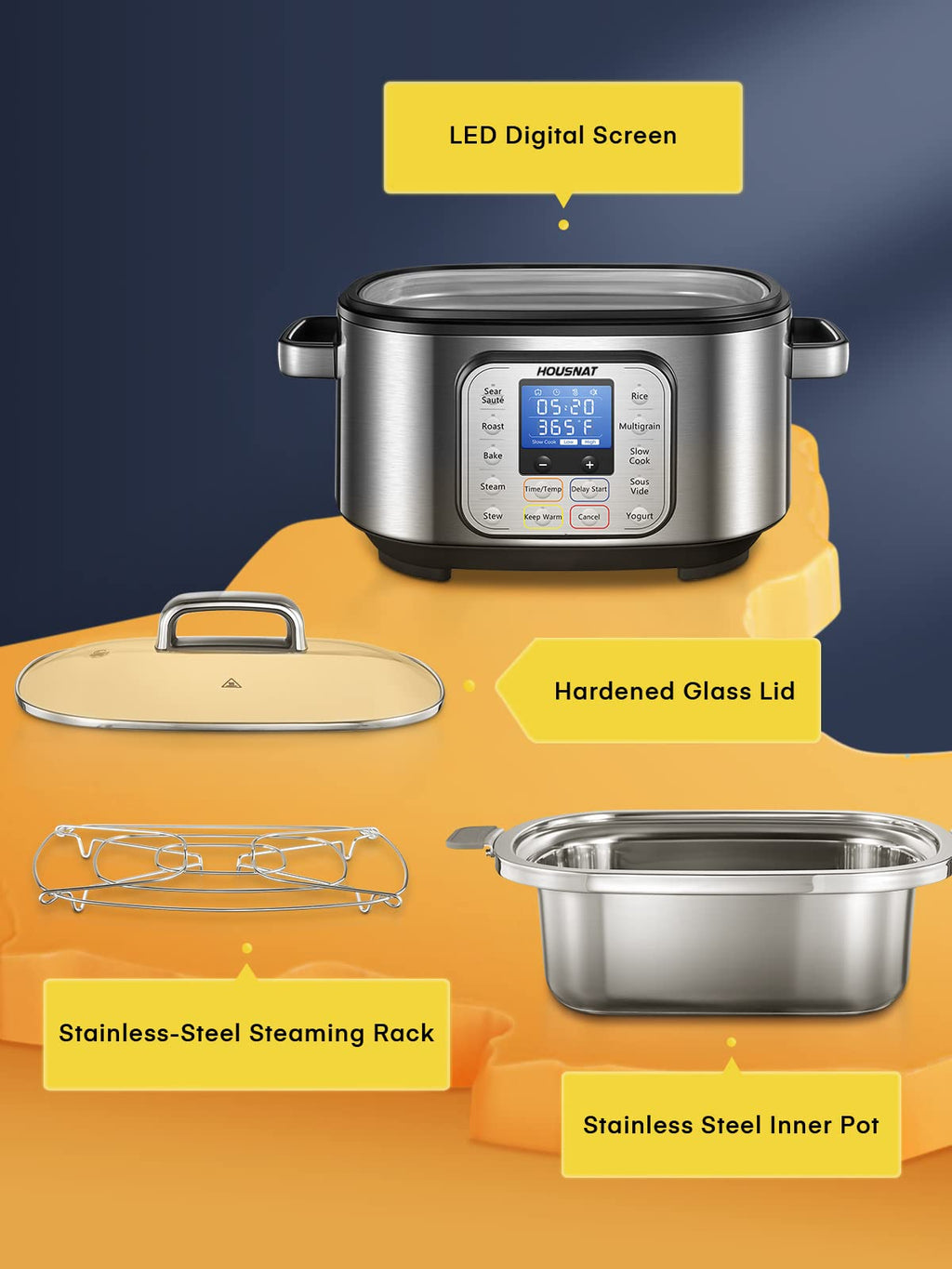 6 Quart Programmable Stainless Steel Slow Cooker T298452