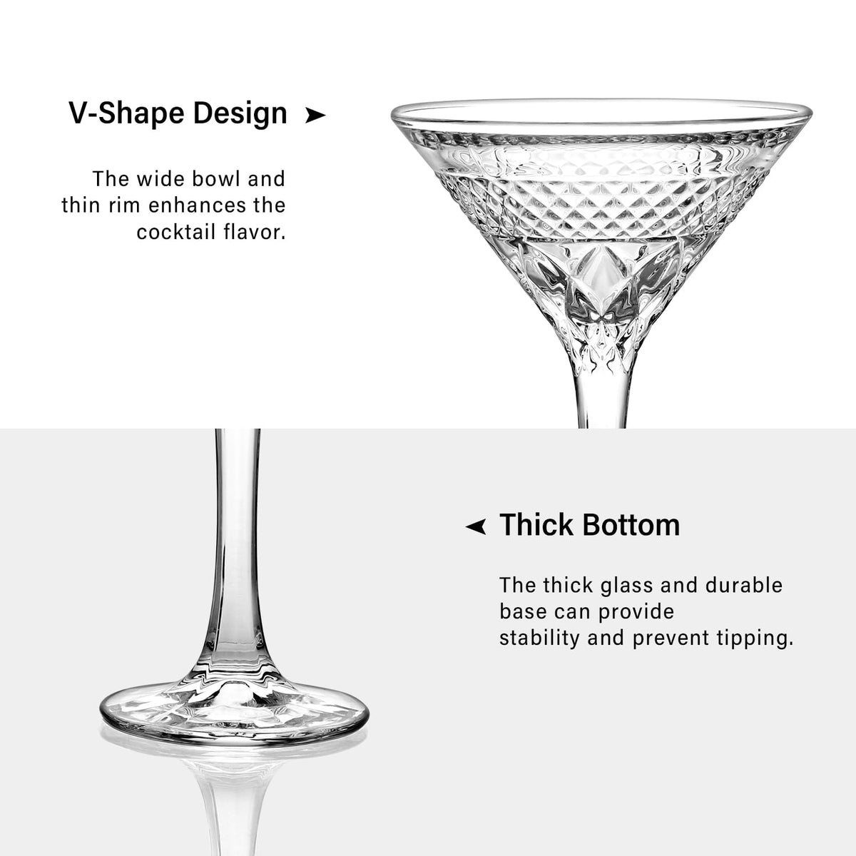 Martini Glasses Set of 4, 6oz Crystal Cocktail Glasses B5348