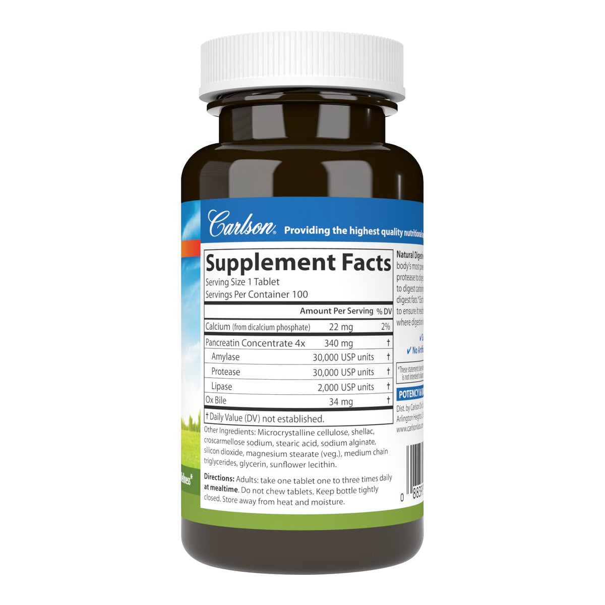 Natural Digestive Enzymes, 100 Tablets W4167