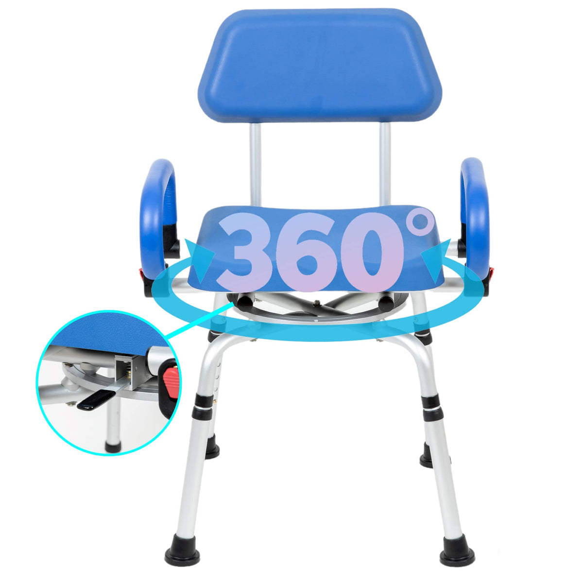 Blue Padded Shower Chair with Back and Arms S9830