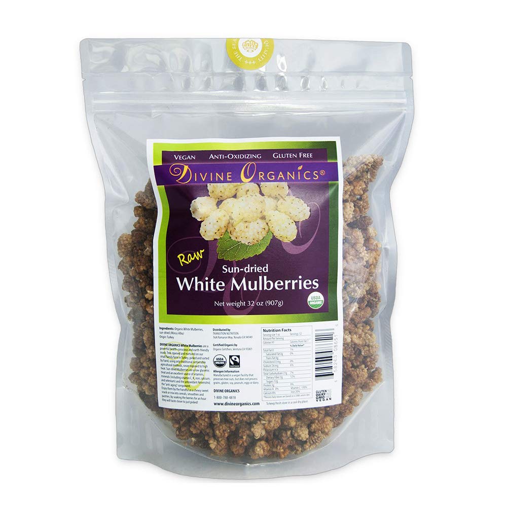 32oz Raw Organic White Sun Dried Mulberries B4158