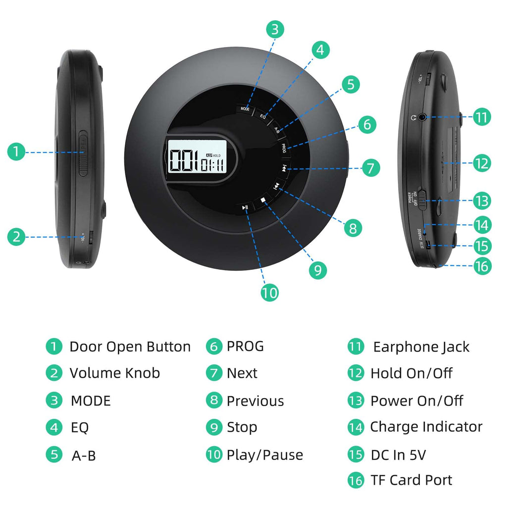 Portable CD Player with Headphone I1489