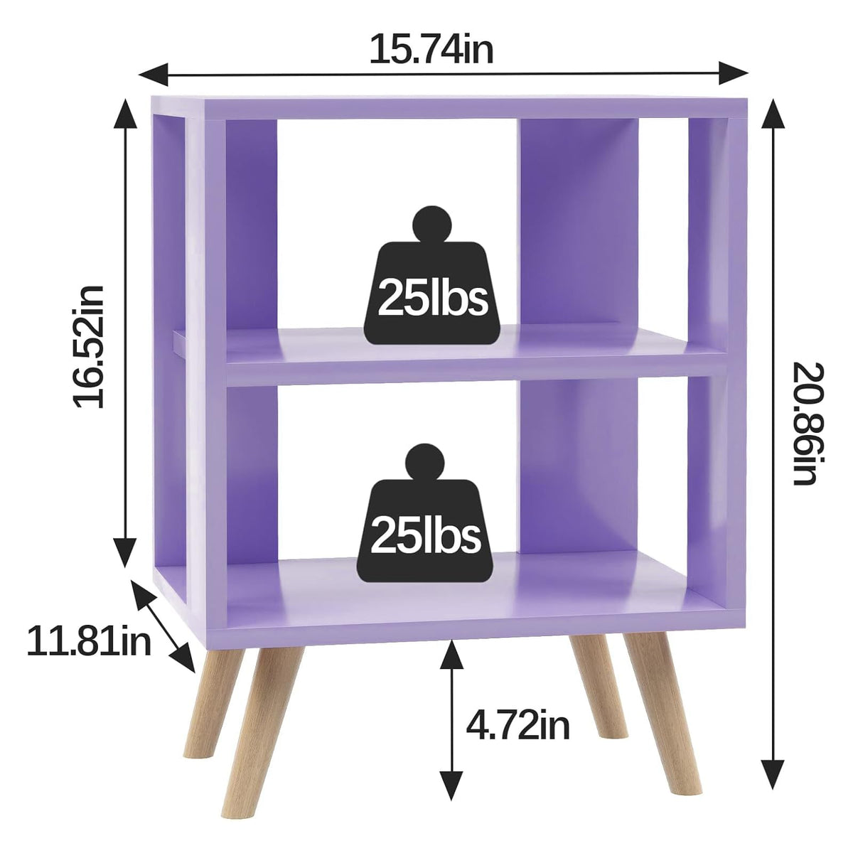 Purple 2-Tier Wooden Nightstand V4571