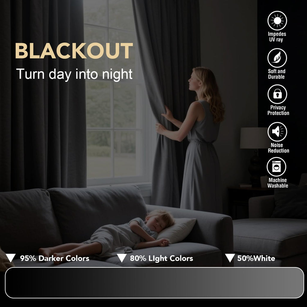 Polyester Room Darkening Blackout Curtain 100 x 84 Inches G615491
