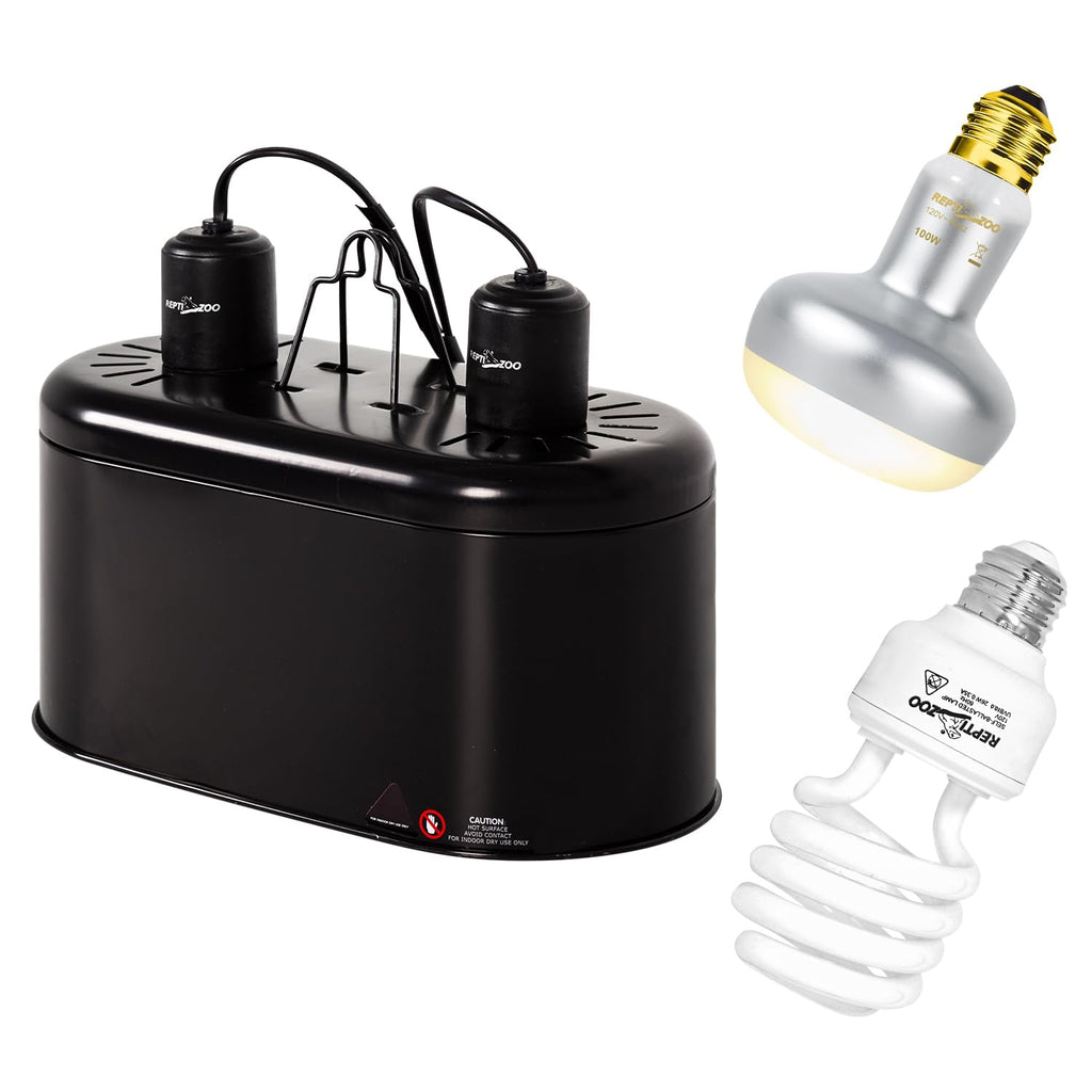 Reptile Heat Lamp Combo Pack with Dual Light Fixture D458347