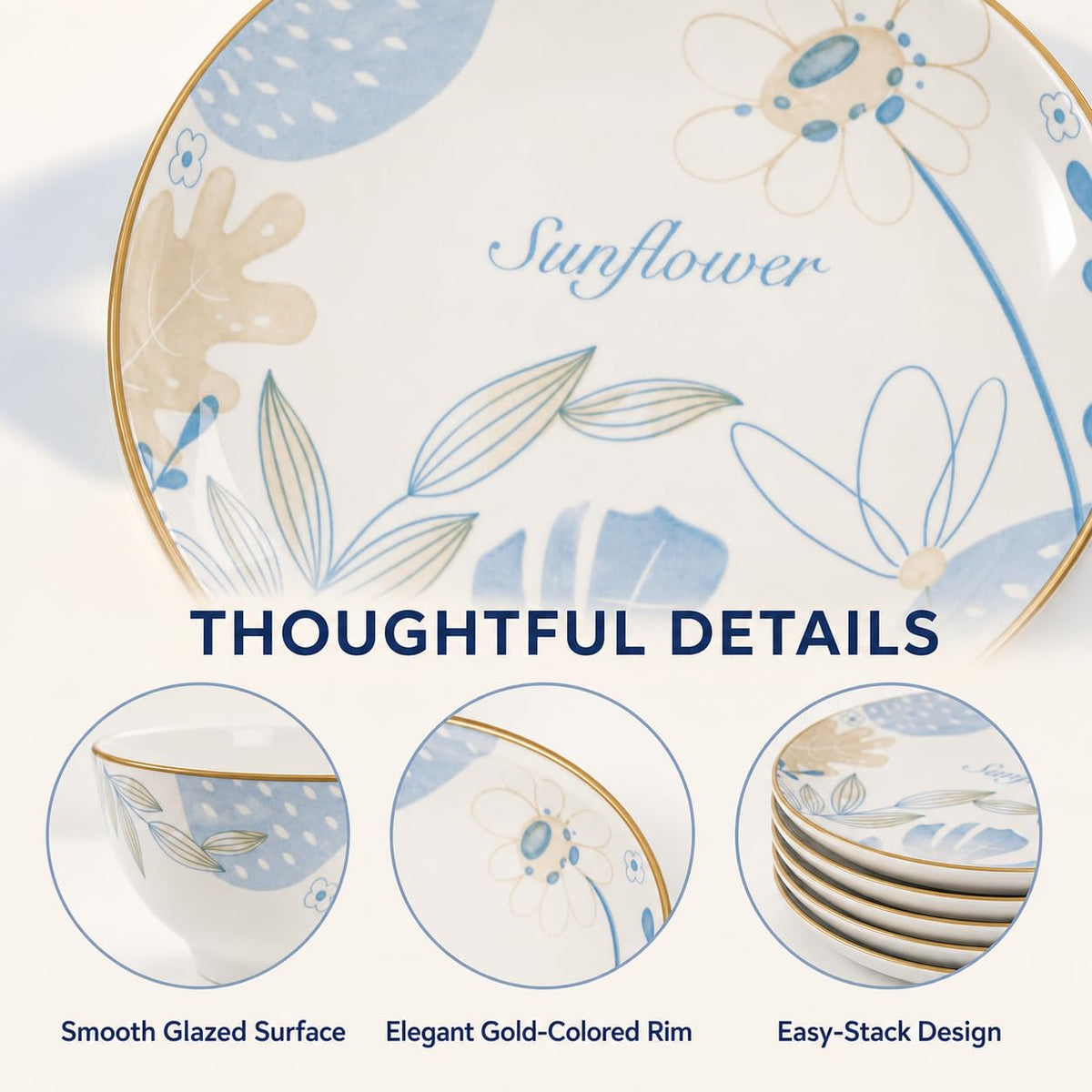 12-Piece Blue Floral Ceramic Dinnerware Set O35539
