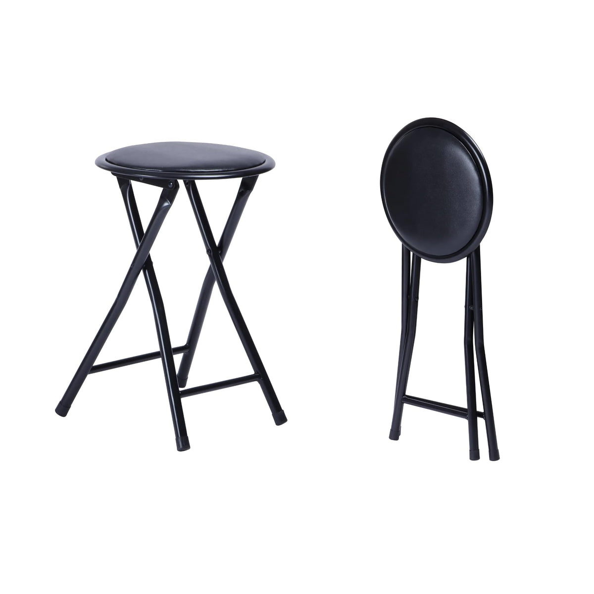 Portable Folding Stools Set of 8, 18-Inch Padded Black C528