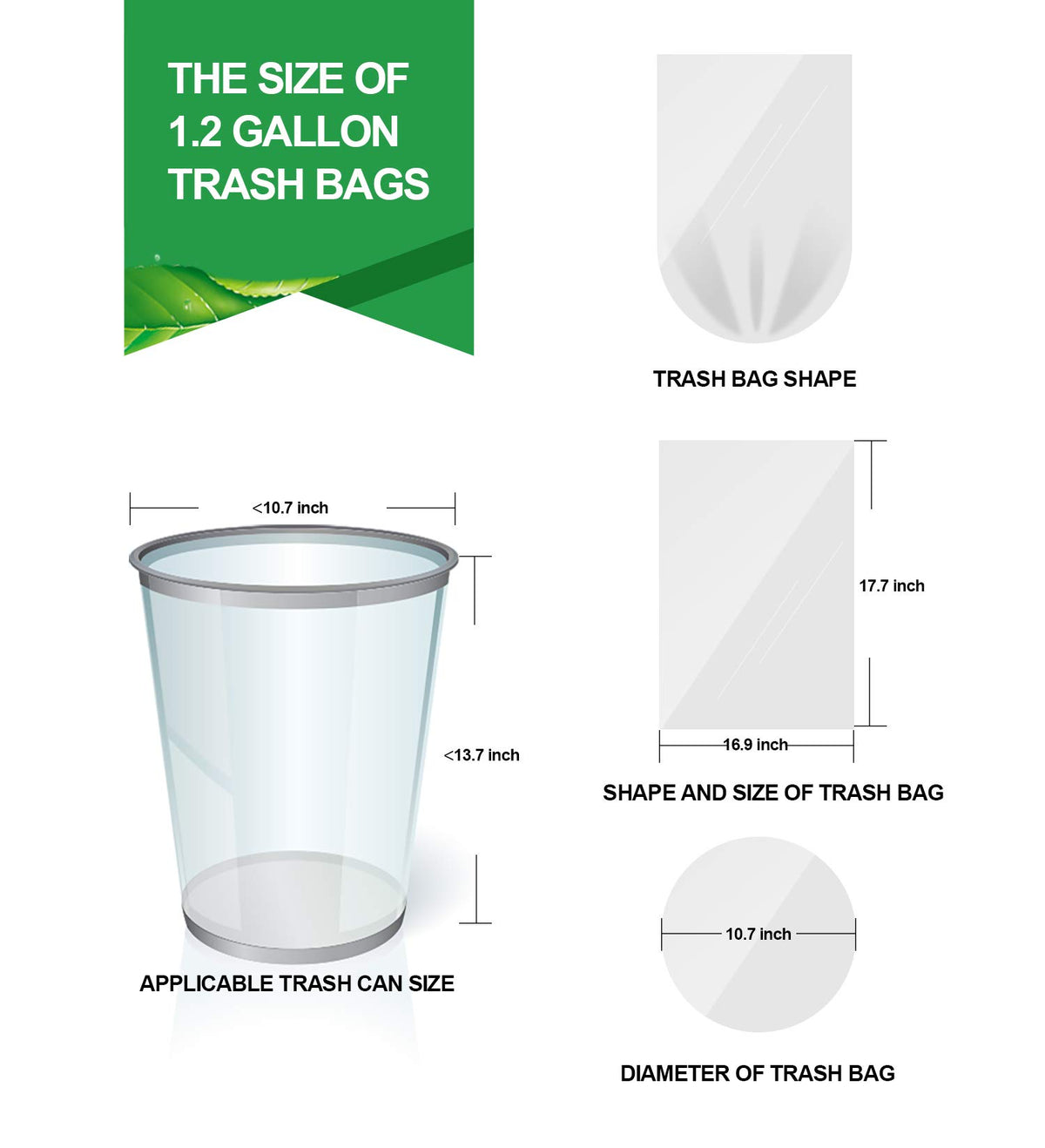 1.2 Gallon 220 Count Plastic Trash Bags D616