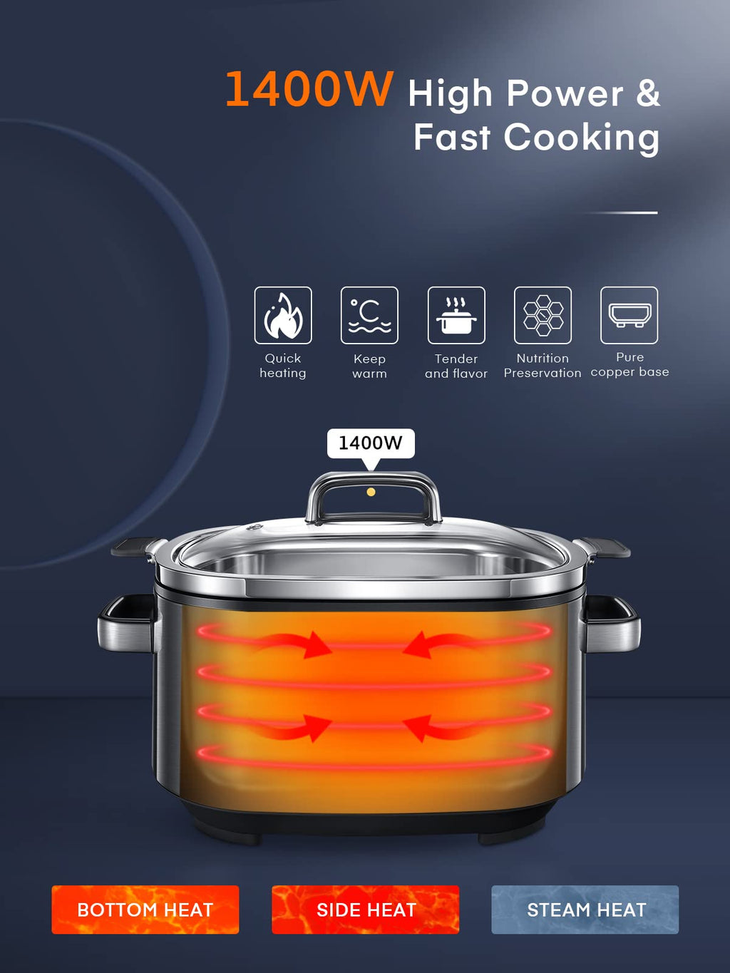 6 Quart Programmable Stainless Steel Slow Cooker T298452