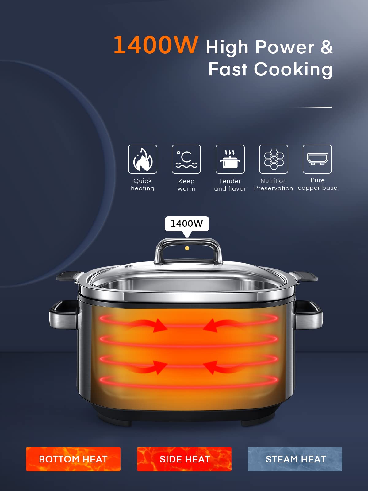 6 Quart Programmable Stainless Steel Slow Cooker T298452
