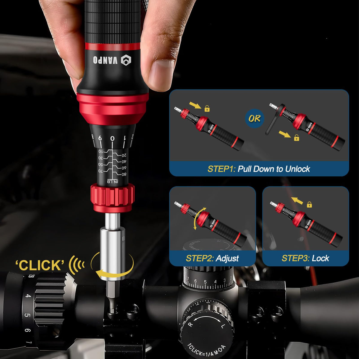 Torque Screwdriver, 10–80 in-lb, 64 Pieces C9051