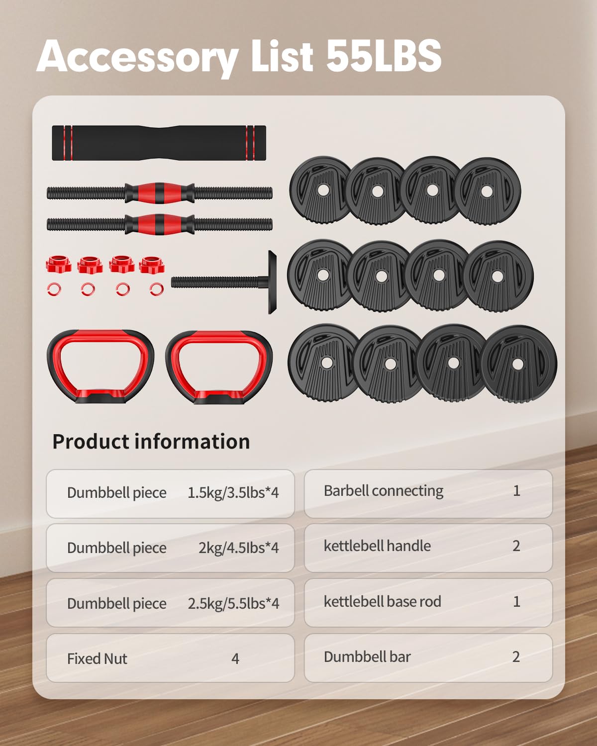 Adjustable Dumbbell Set 4 in 1 Free Weights C417
