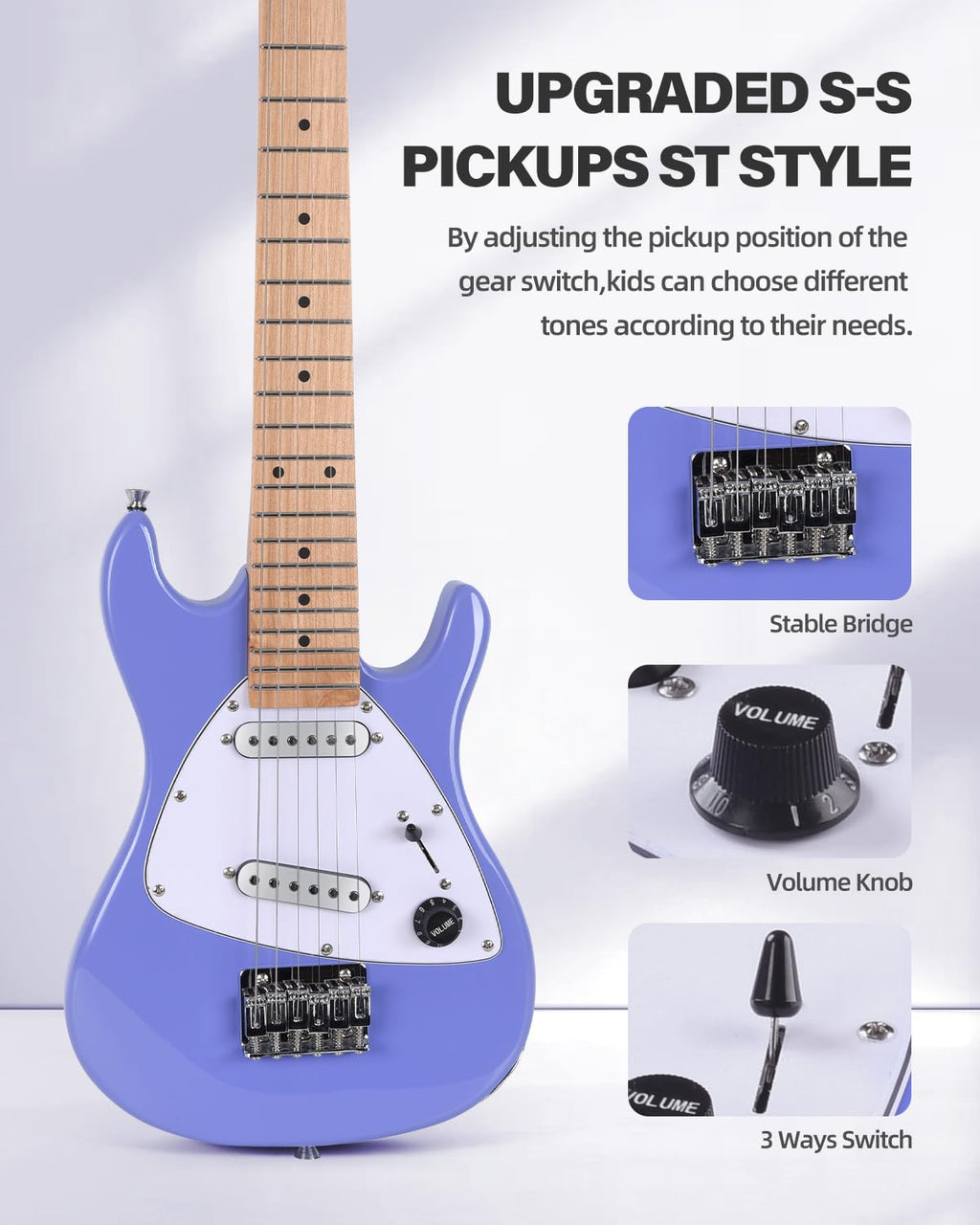 30 Inch 1/4 Size Purple Electric Guitar Kit with Amp S242175