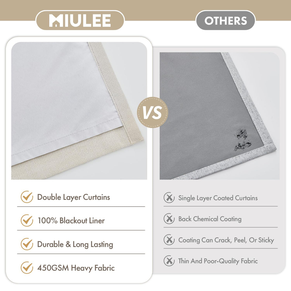 90 Inch Pinch Pleated Blackout Linen Curtains, 2 Panels C74731