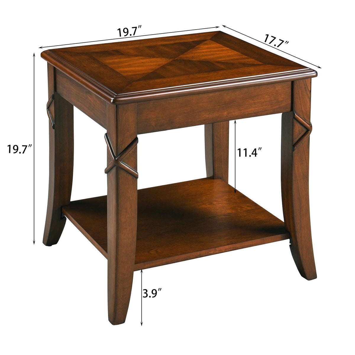 Solid Wood End Table with Storage Shelf M481416