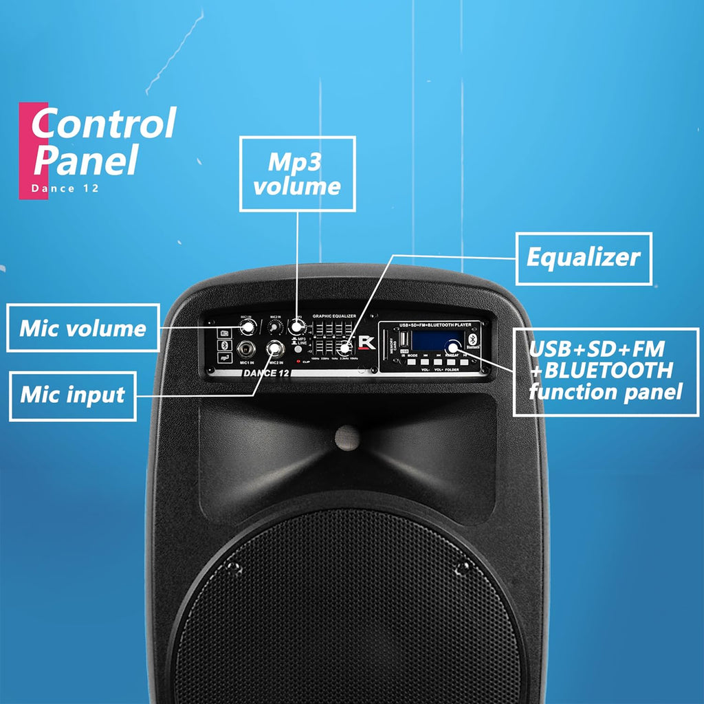 Portable 12-Inch 1000 Watts 2-Way Powered PA Speaker System J3799