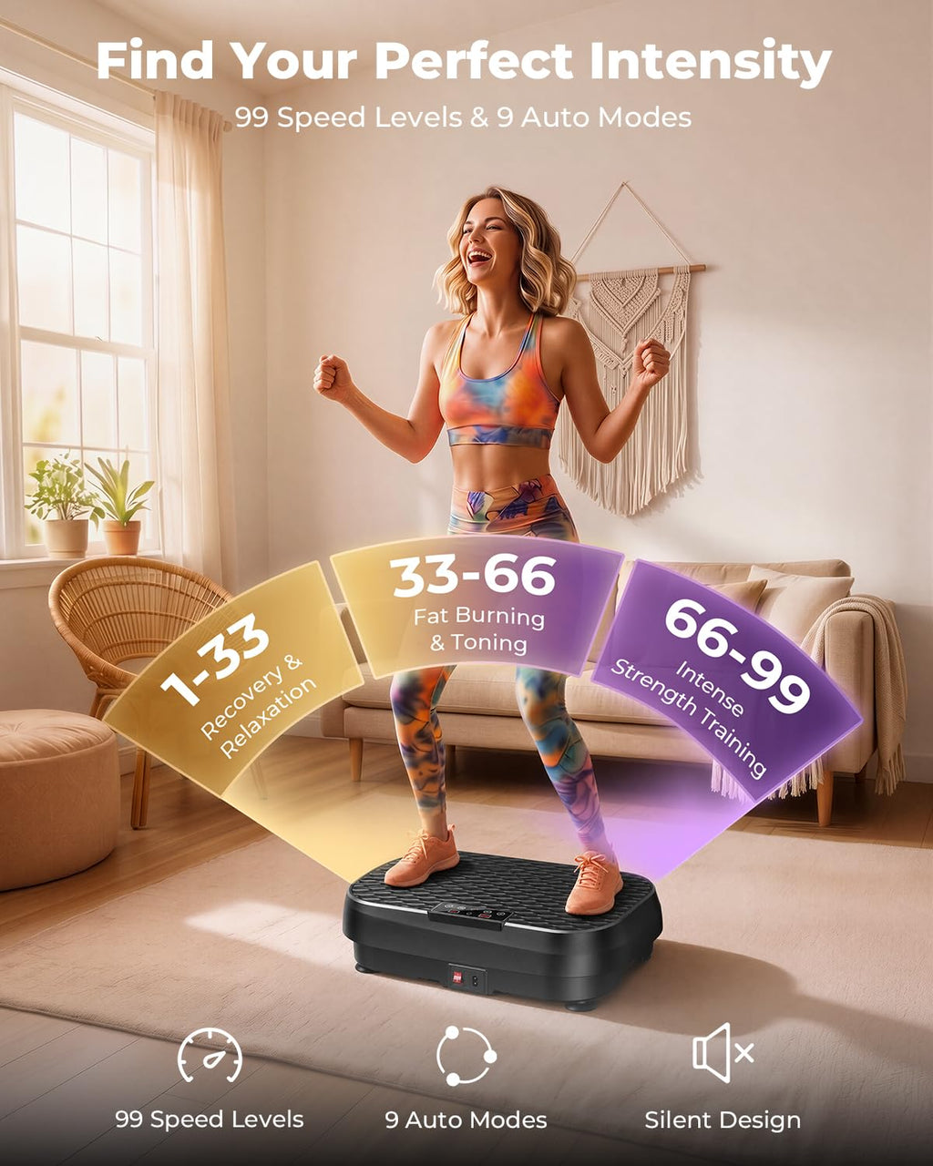 Vibration Plate Exercise Machine 99 Speeds 330 LBS Capacity N645