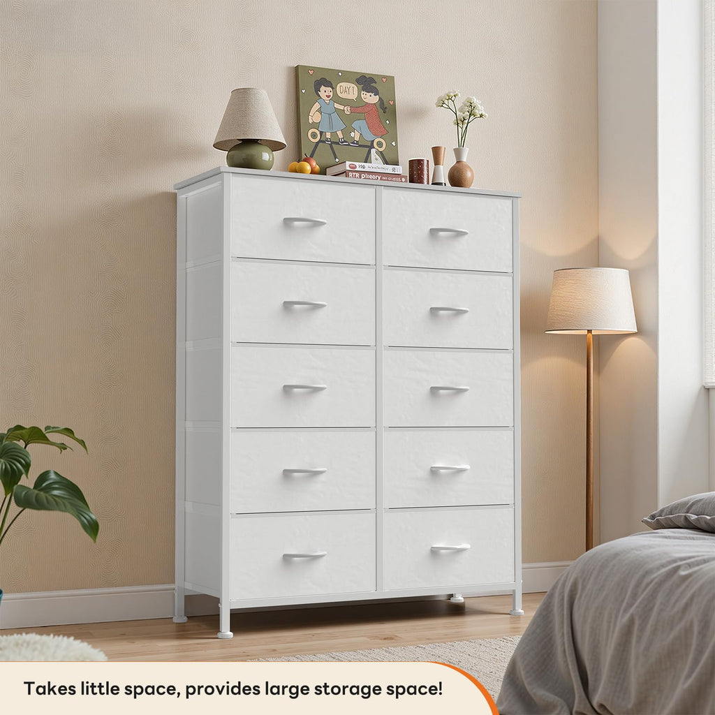 White 10 Drawer Tall Dresser T4774