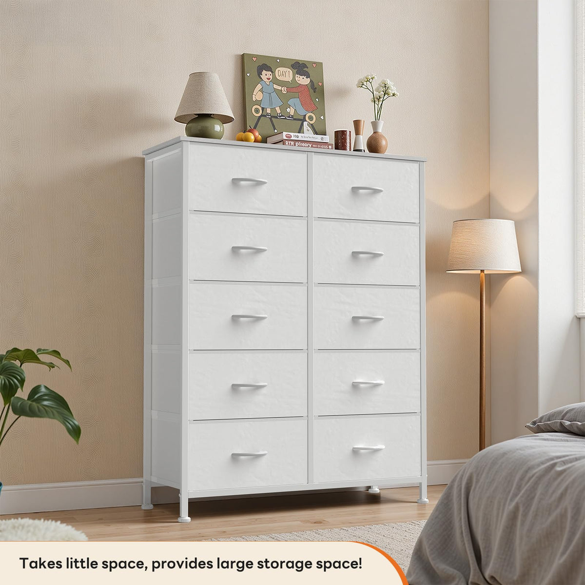 White 10 Drawer Tall Dresser T4774
