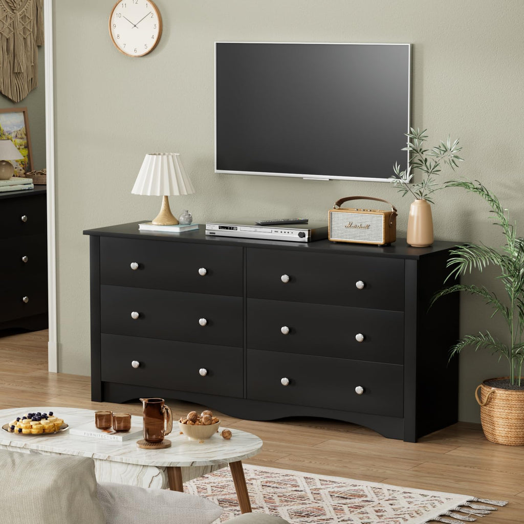 Black 6 Drawer Dresser F64804