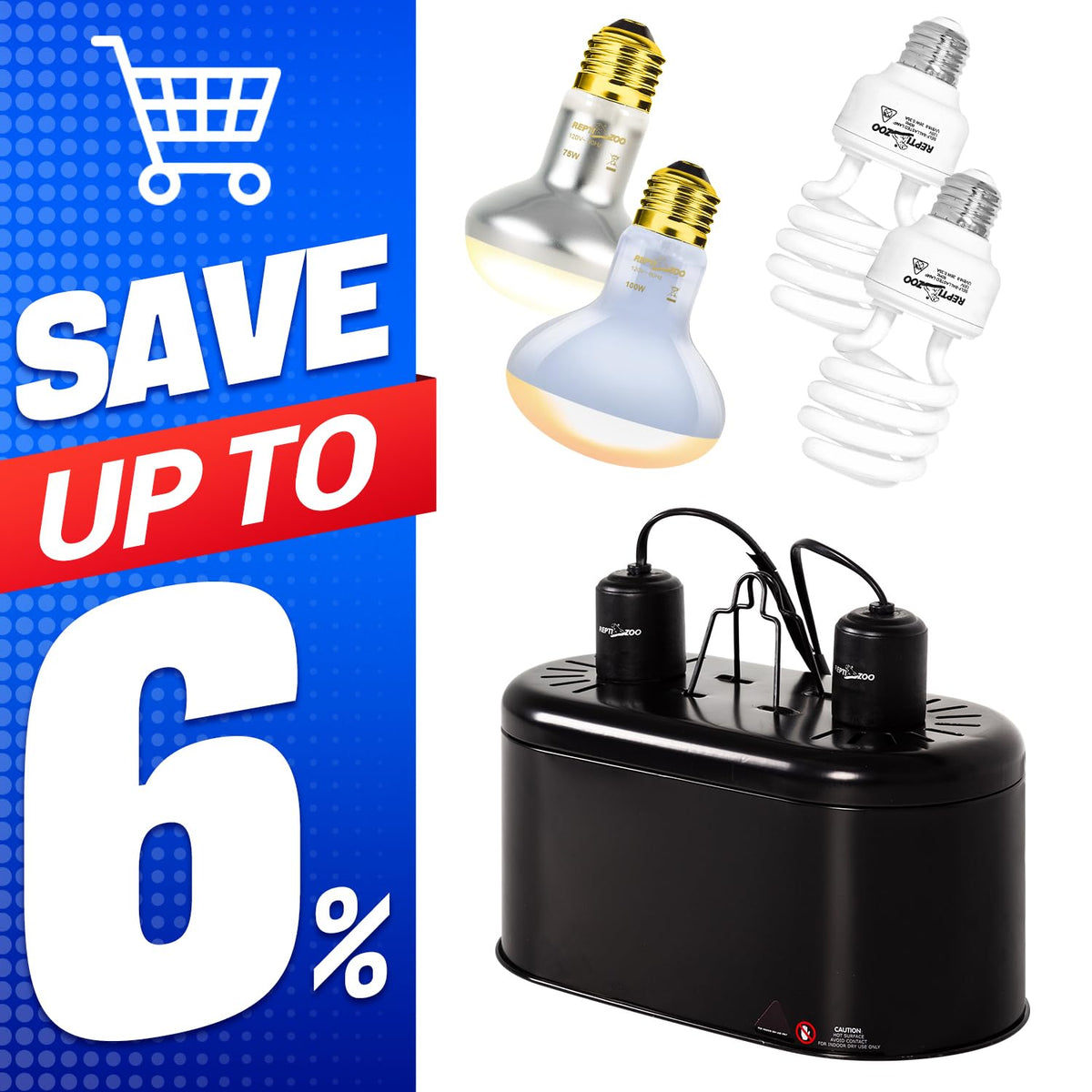 Reptile Heat Lamp Combo Pack with Dual Light Fixture D458347