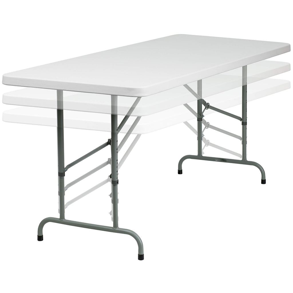 6-Foot Granite White Adjustable Plastic Folding Table G580