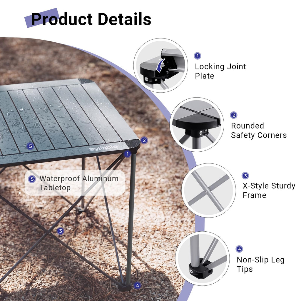 Camping Square Folding Aluminum Table O76433