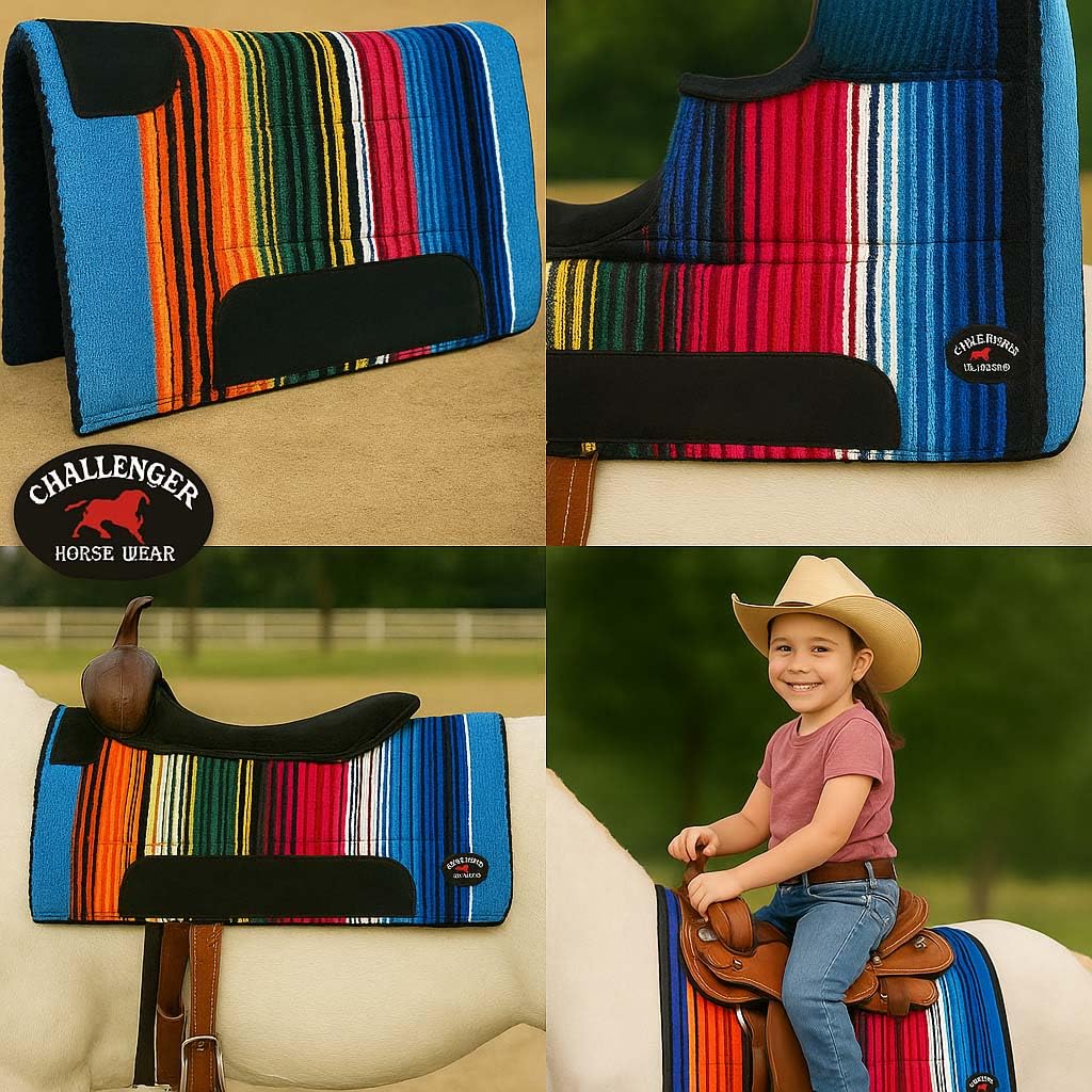 Multicolored Rainbow Faux Fur Lined Saddle Pad O424