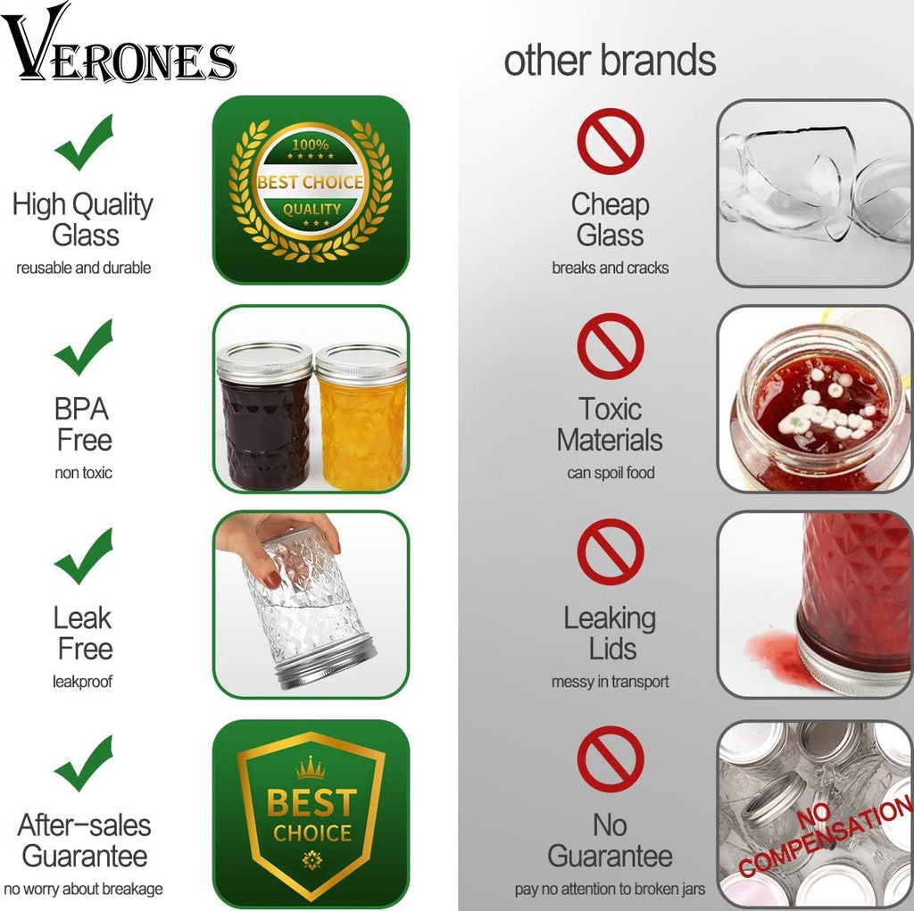 12 Packs 16oz Wide Mouth Mason Jars with Lids and Bands R13941