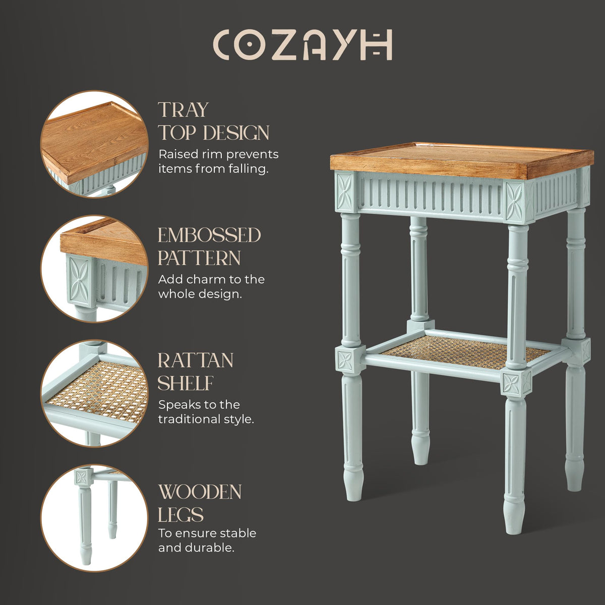 Pale Mint Blue Tray Top End Table A25143