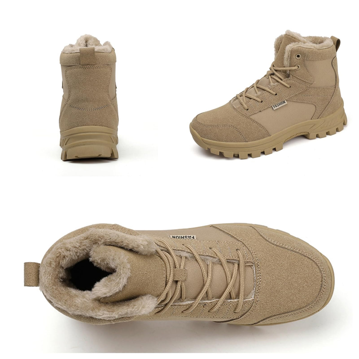Mid Top Fur Lined Suede Leather Waterproof Military Tactical Boots K4638