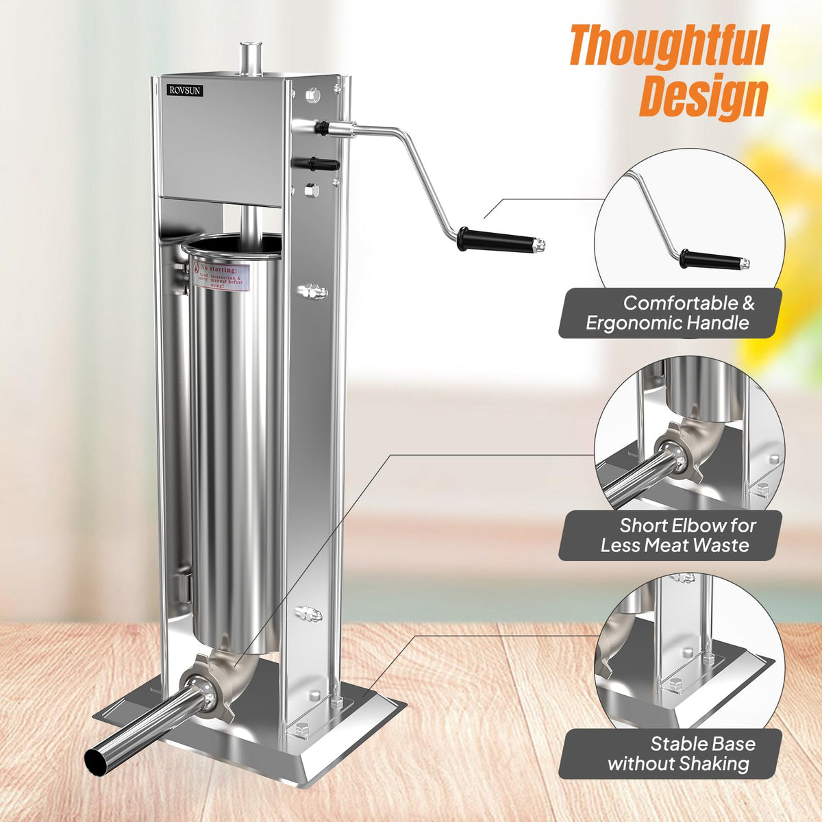 15LBS/7L Two Speed Stainless Steel Vertical Sausage Stuffer O8303