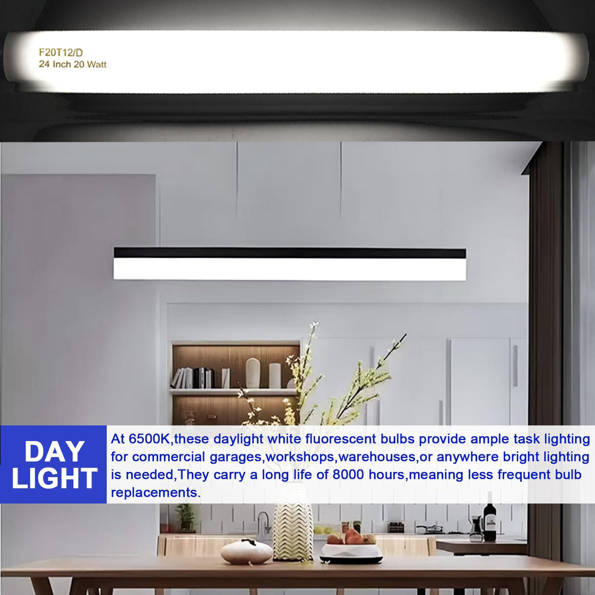 20 Watt T12 Fluorescent Tube Light Bulb Daylight 4 Count W1430