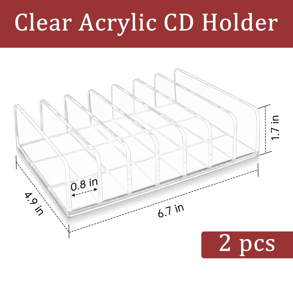 2 Pcs Clear Acrylic CD Holder H3476