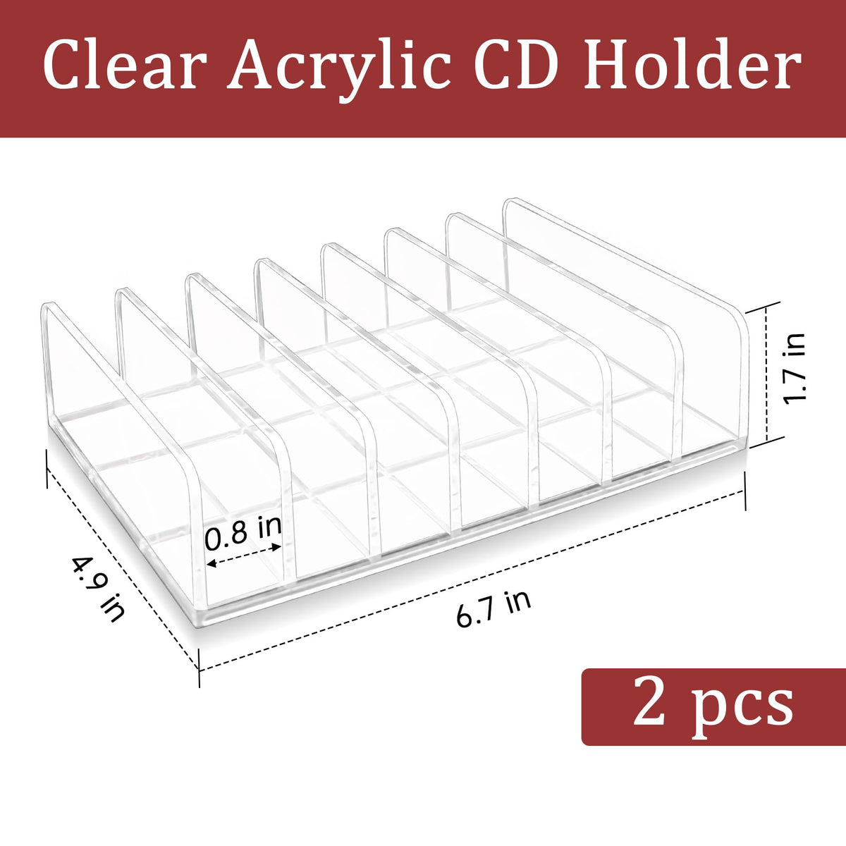 2 Pcs Clear Acrylic CD Holder H3476