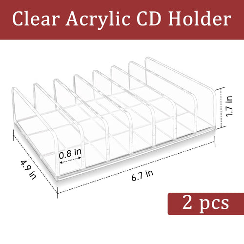 2 Pcs Clear Acrylic CD Holder H3476
