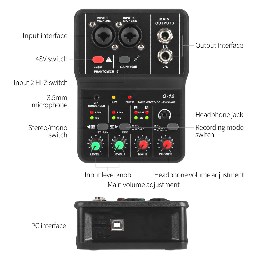 USB Audio Interface with XLR and 3.55m Microphone Jack T965
