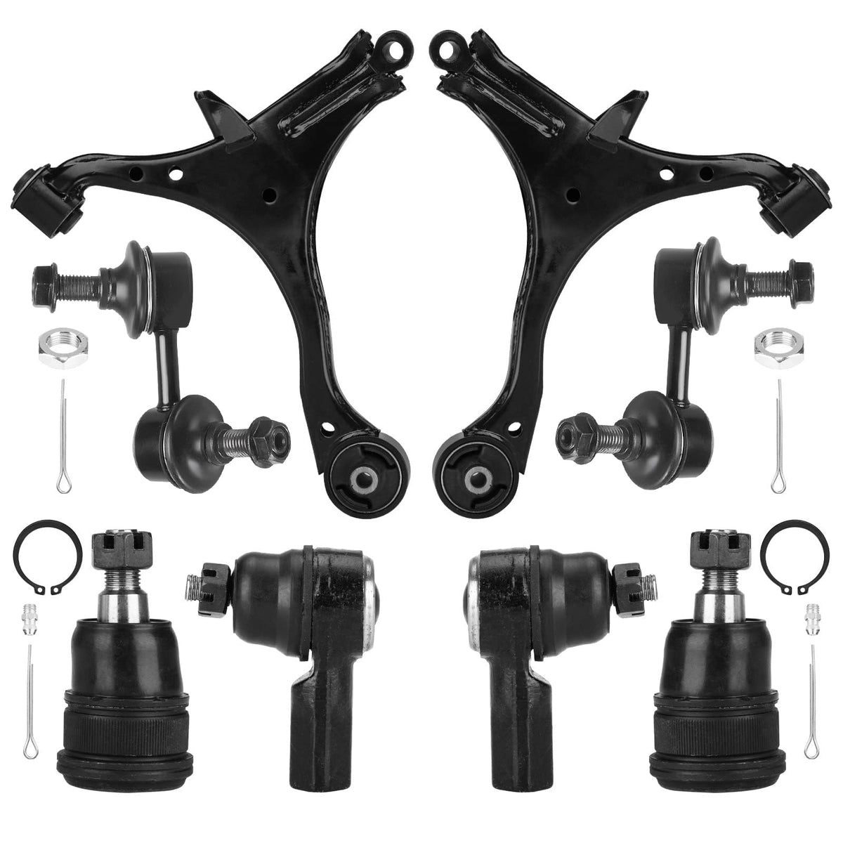 Front Lower Control Arm Suspension Kit with Ball Joints Sway Bars Outer Tie Rods 8pcs L367390