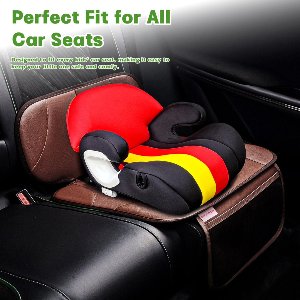 Black Car Seat Protector with 2 Storage Pockets X99265