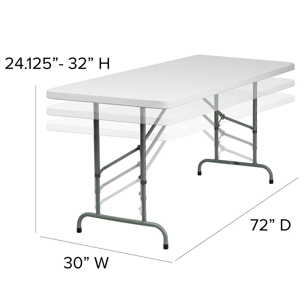 6-Foot Granite White Adjustable Plastic Folding Table G580