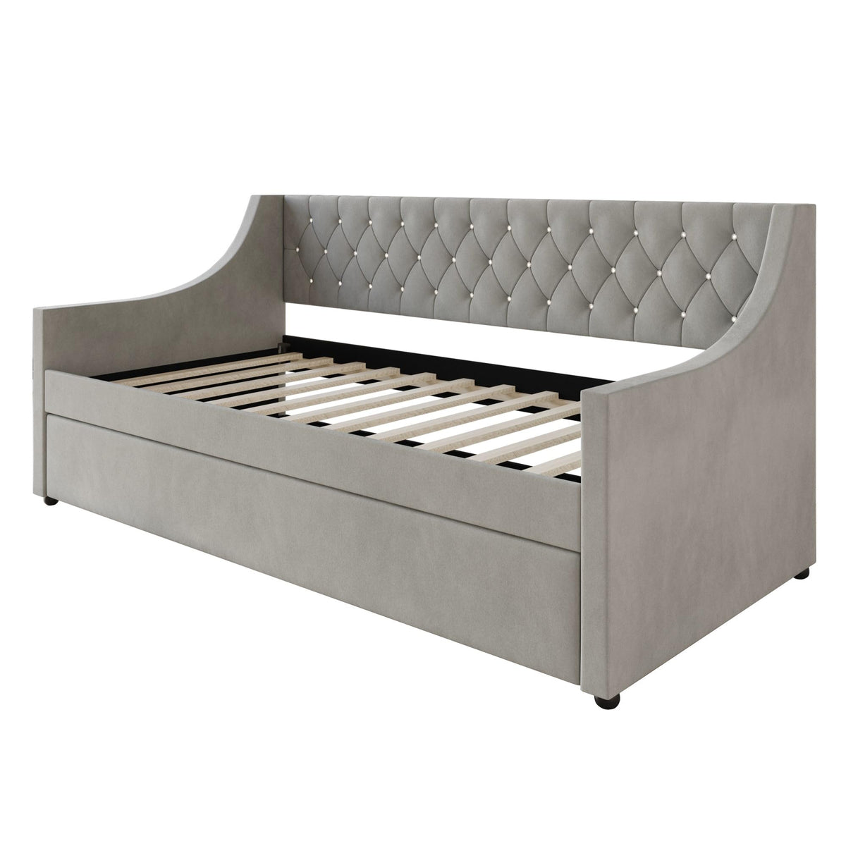 Twin Linen Upholstered Daybed with Trundle X120920