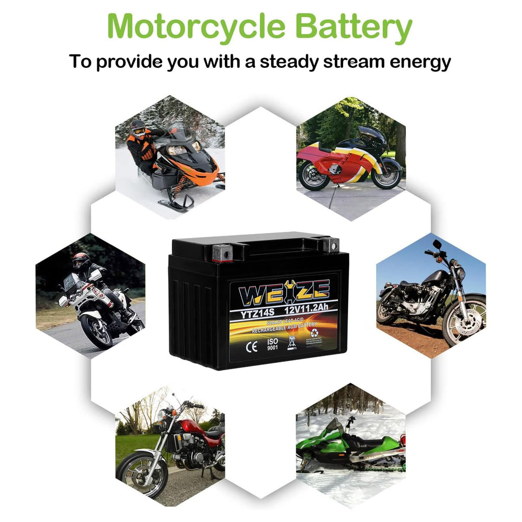 12V 11.2AH 230CCA Maintenance Free Sealed AGM Motorcycle Battery A569